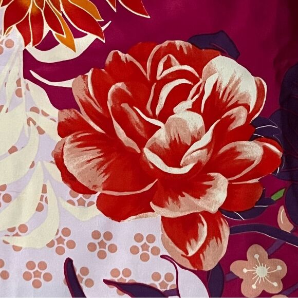 Natori Satin Pants Size XL Cropped Wide Leg Elastic Waist Pull On Floral Pants - Picture 7 of 10